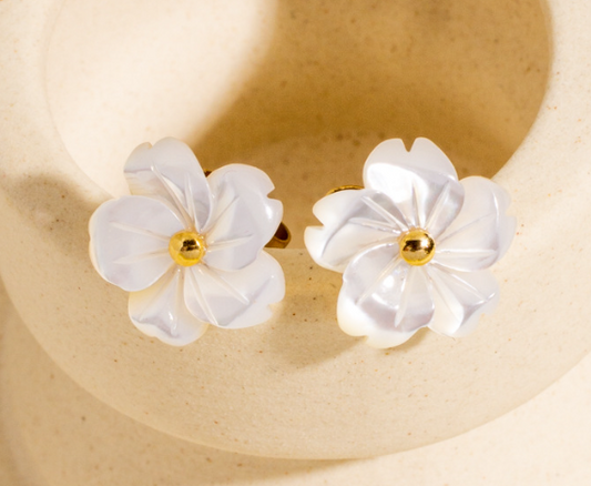 Lily White Flower Earrings