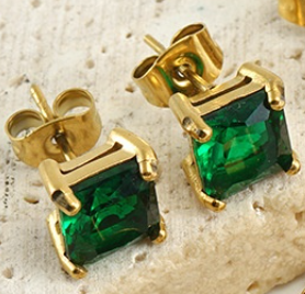 18k Gold-Plated Emerald Gemstone Earring