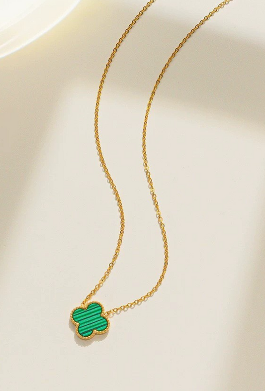 18k Gold-Plated Green Clover Necklace