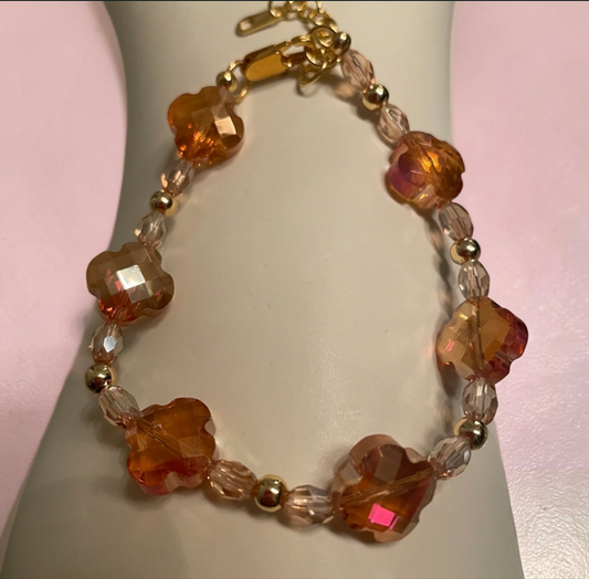 18K Gold-Plated Orange Clover Charm Bracelet