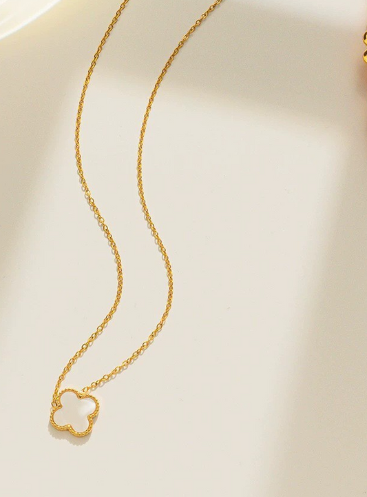 18K Gold-Plated Ivory Clover Necklace