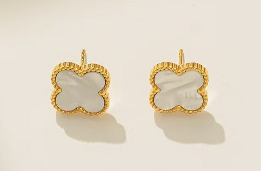 18K Gold-Plated Ivory Clover Earrings