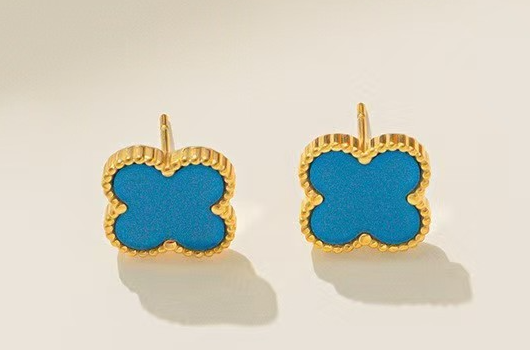 18K Gold-Plated Teal Clover Earrings
