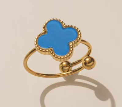 18K Gold-Plated Teal Clover Ring