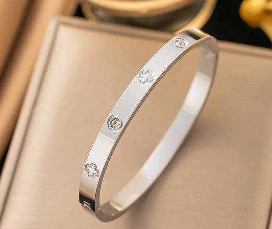 Titanium Steel Silver Clover Bracelet