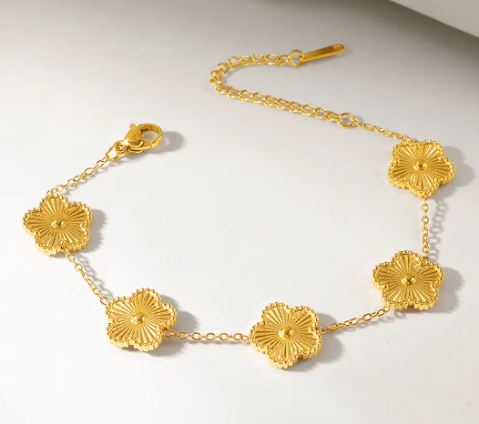 18k Gold-Plated Flower Bracelet