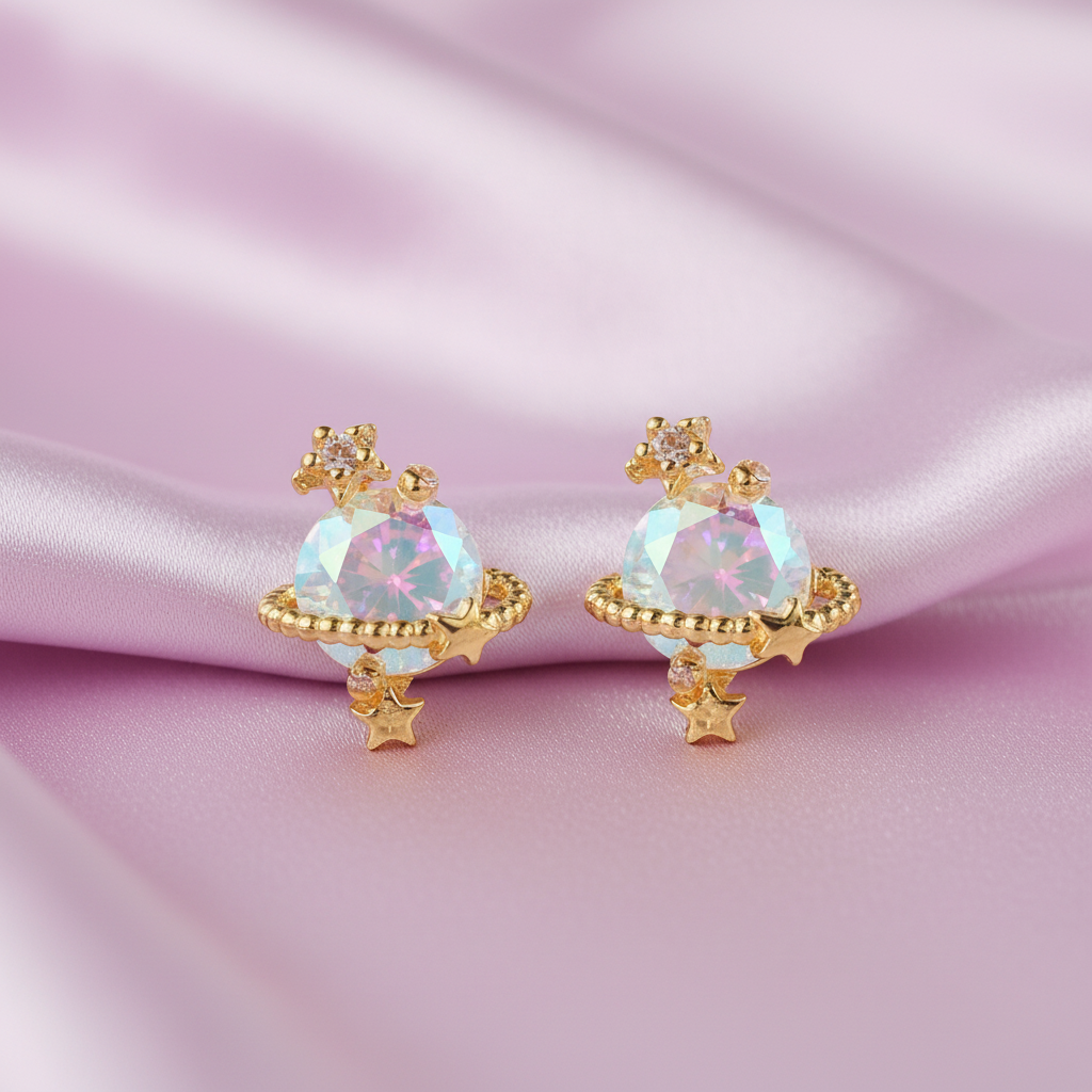 Cosmic Stardust Planet Earrings