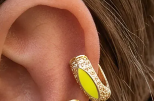 18K Gold-Plated Miami Retro Highlighter Yellow Earrings