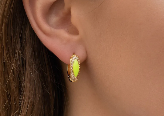 18K Gold-Plated Miami Retro Highlighter Yellow Earrings