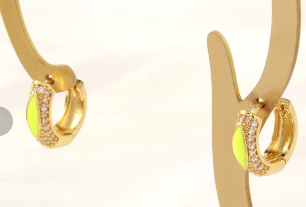 18K Gold-Plated Miami Retro Highlighter Yellow Earrings