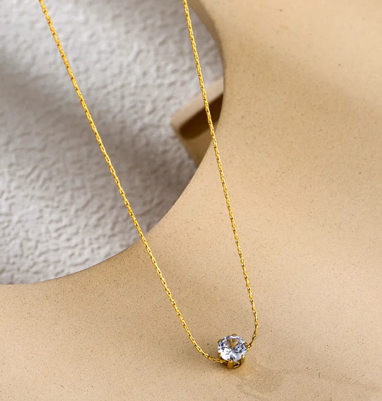 18k Gold-Plated Round Cubic Zirconia Pendant