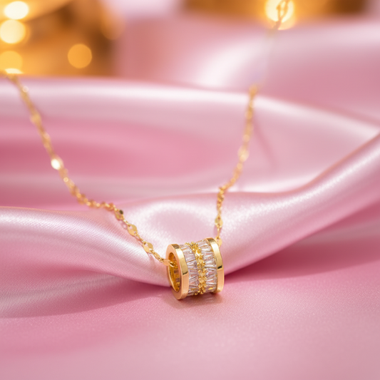 18K Gold-Plated Cylinder Style Zircon Necklace