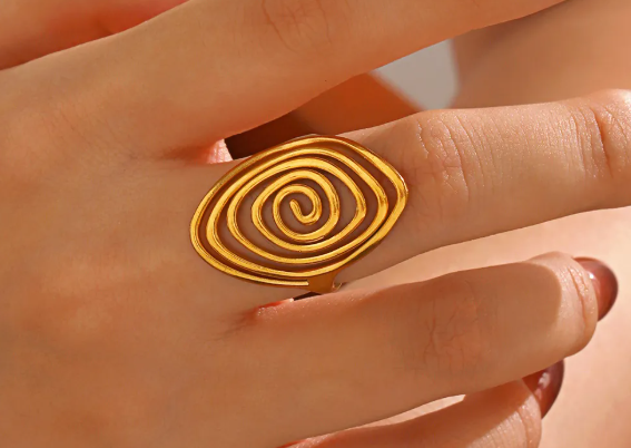 18K Gold-Plated Spiral Ring