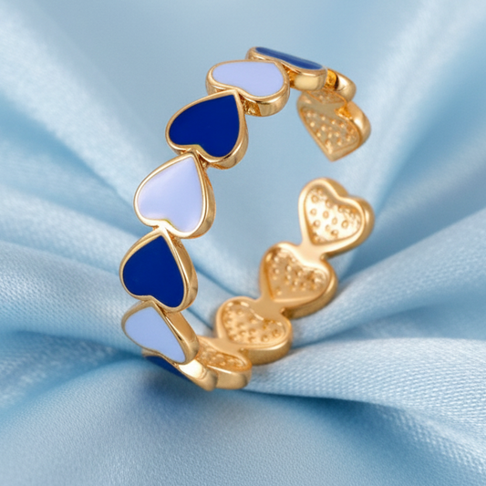 18K Gold-Plated Blue of Hearts Ring