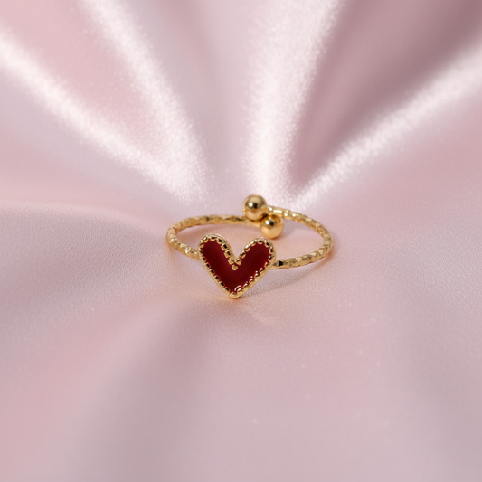 18K Gold-Plated Red Heart Ring