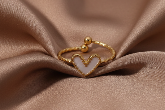 18K Gold-Plated White Heart Ring