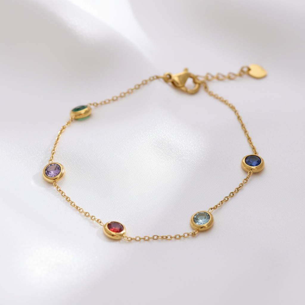 18k Gold-Plated Multicolor Zircon Bracelet