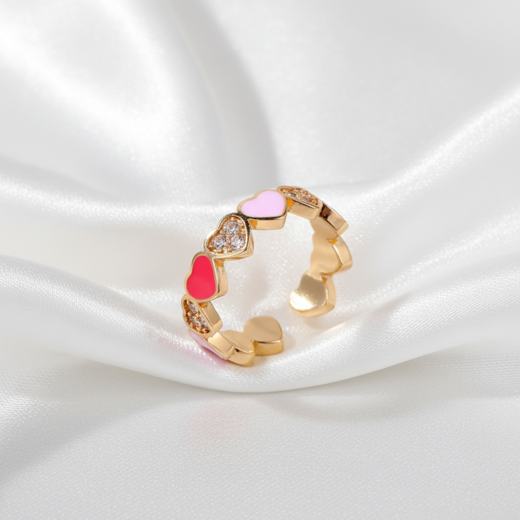 18K Gold-Plated Fuschia of Hearts Ring