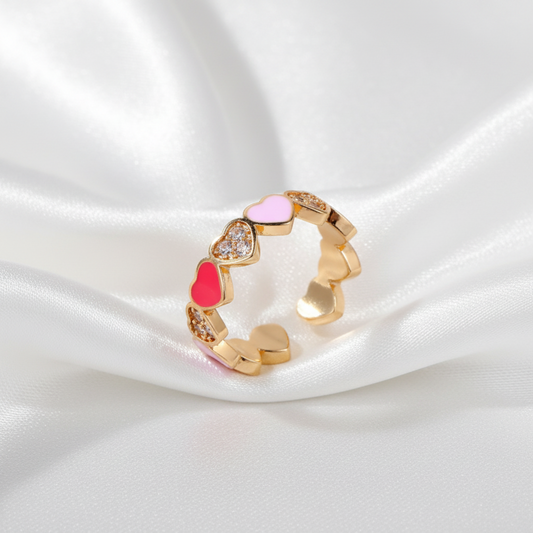 18K Gold-Plated Fuschia of Hearts Ring
