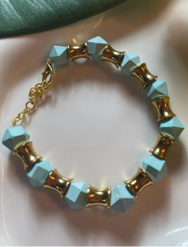 18k Gold-Plated Cleopatra Blue and Gold Bracelet