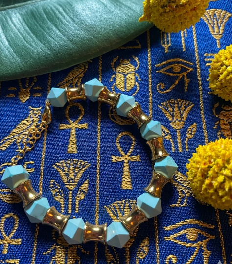 18k Gold-Plated Cleopatra Blue and Gold Bracelet